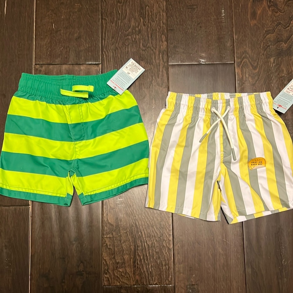 NWT Bundle of Cat and Jack Toddler Boys Swim Trunks! Striped and bright!